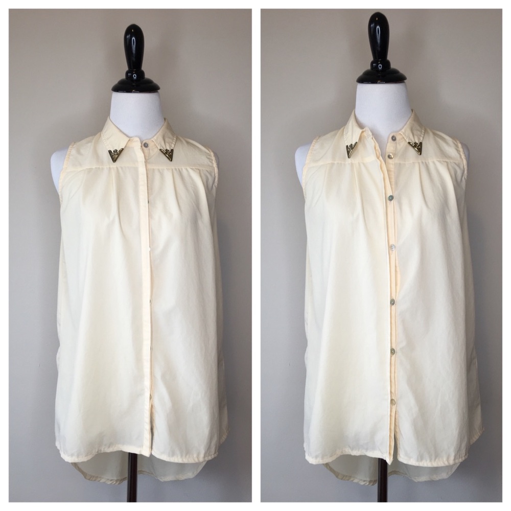 💯 Cotton High Low Sleeveless Buttoned Up Shirt